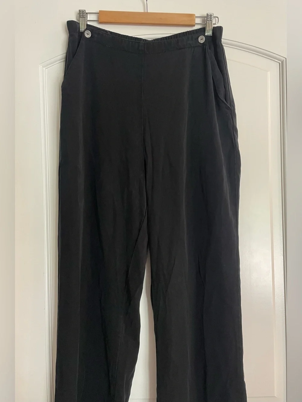 STUDIO by Mishi  Women's Black Wide-Leg Elastic Waist Dress Pants Pockets L